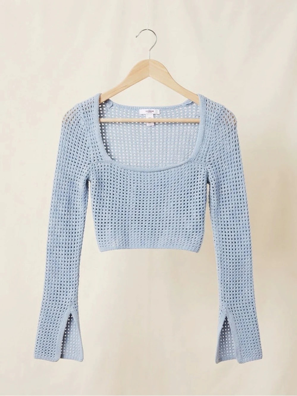 Garage Blue Cropped Scoop Neck Sweater